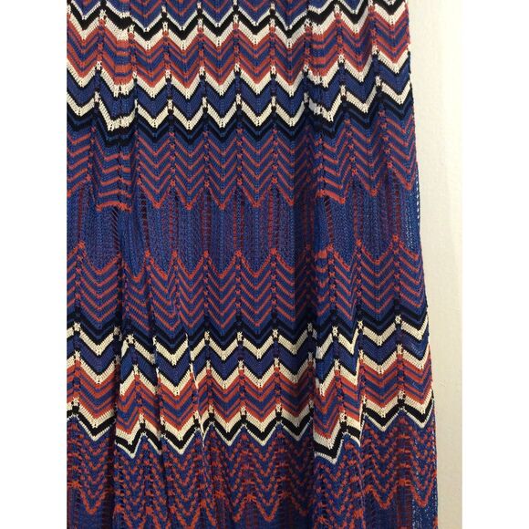 Sandro Paris Crocheted Skirt Chevron Small Stretchy Midi Elastic Waist boho - Picture 6 of 8